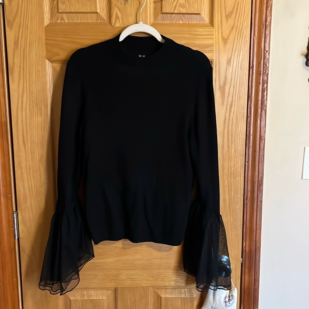 Anthropologie black top chiffon cuff